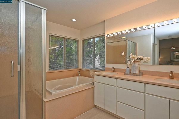Bathroom, Dual Sink Vanities, Glass Shower, Interior, Recessed Lighting