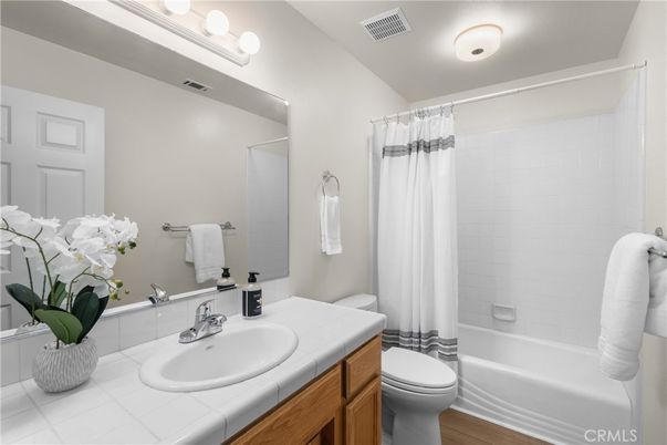 Bathroom, Interior, Tile Countertops, Wood Texture Flooring