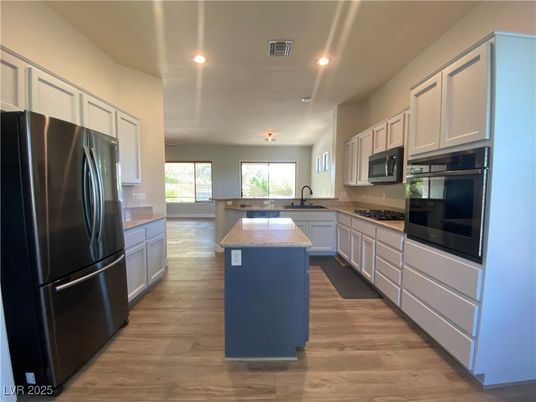 Interior, Kitchen, Recessed Lighting, Wood Texture Flooring