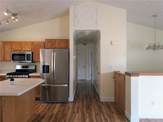 Interior, Kitchen, Pendant Lights, Stainless Steel Appliances, Wood Texture Flooring