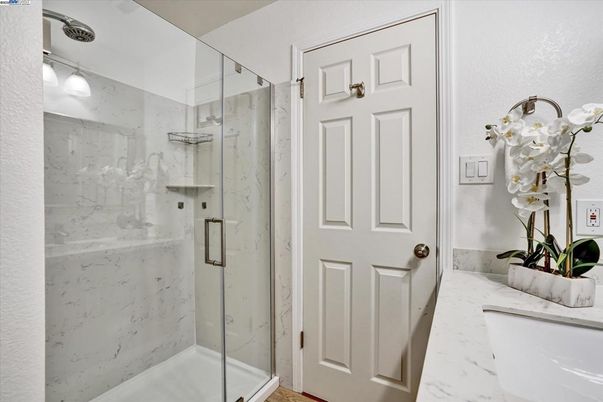 Bathroom, Glass Shower, Interior, Marble Walls