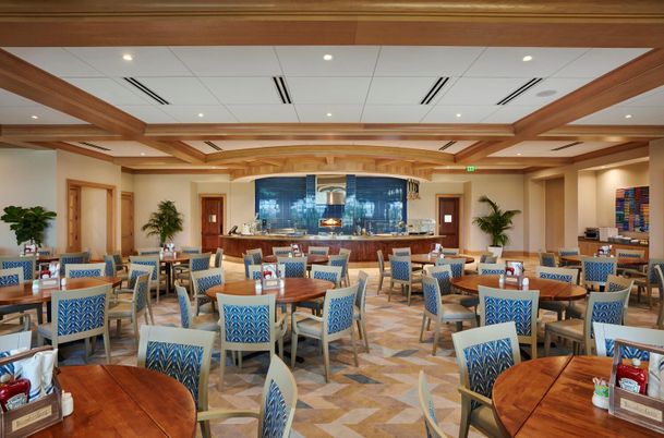 Dining room, Interior, Recessed Lighting, Wooden Beams