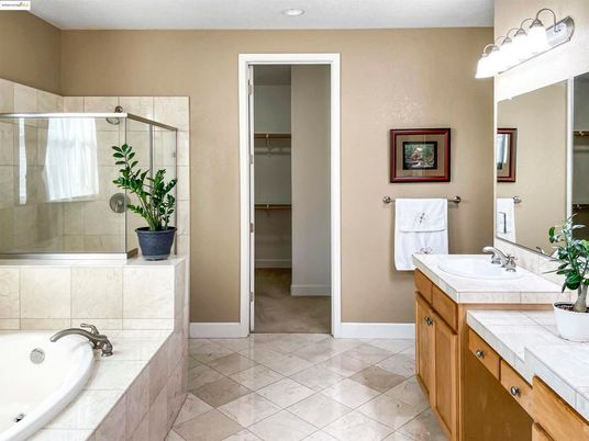 Bathroom, Dual Sink Vanities, Glass Shower, Interior, Tile Countertops
