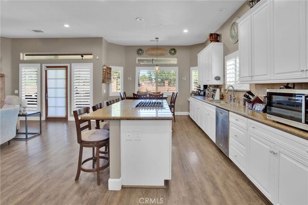 Dining room, Interior, Kitchen, Recessed Lighting, Wood Texture Flooring