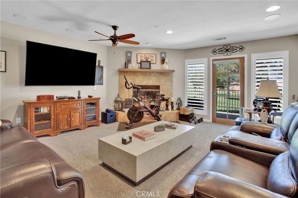 Home Theatre Room, Fireplace, Fitness Equipment, Interior, Living room, Recessed Lighting