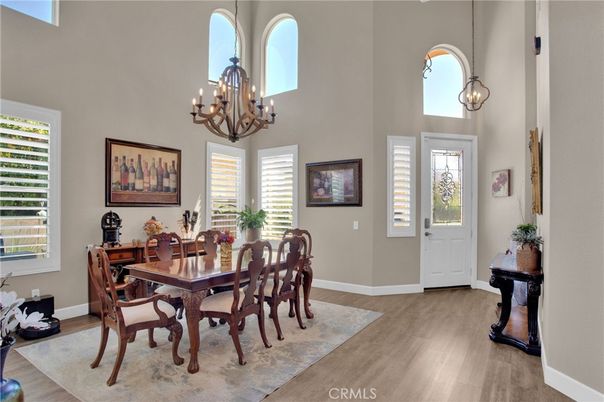 Chandelier, Dining room, Interior, Pendant Lights, Wood Texture Flooring