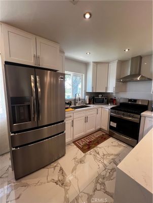 Interior, Kitchen, Marble, Recessed Lighting, Stainless Steel Appliances