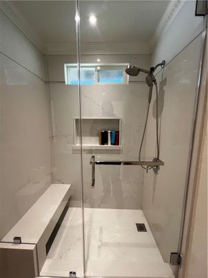 Bathroom, Glass Shower, Interior, Recessed Lighting