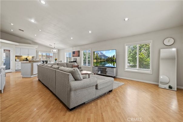Interior, Kitchen, Living room, Pendant Lights, Recessed Lighting, Wood Texture Flooring