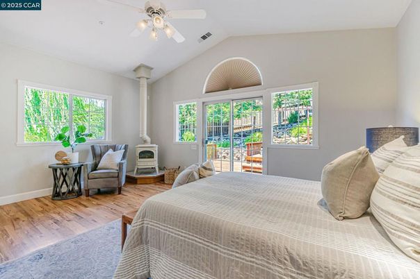 Bedroom, Fireplace, Interior, Wood Texture Flooring