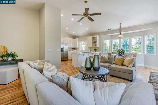 Dining room, Interior, Kitchen, Living room, Pendant Lights, Recessed Lighting, Wood Texture Flooring