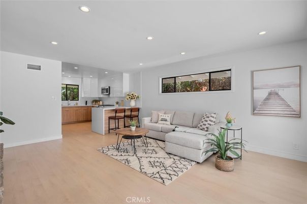 Dining room, Interior, Kitchen, Living room, Recessed Lighting, Wood Texture Flooring