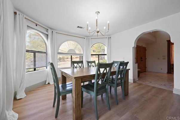 Chandelier, Dining room, Interior, Wood Texture Flooring