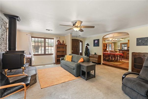Chandelier, Dining room, Fireplace, Interior, Wood Texture Flooring