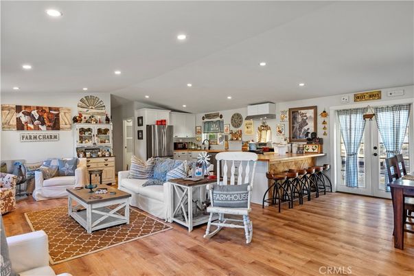 Interior, Kitchen, Living room, Recessed Lighting, Stainless Steel Appliances, Wood Texture Flooring