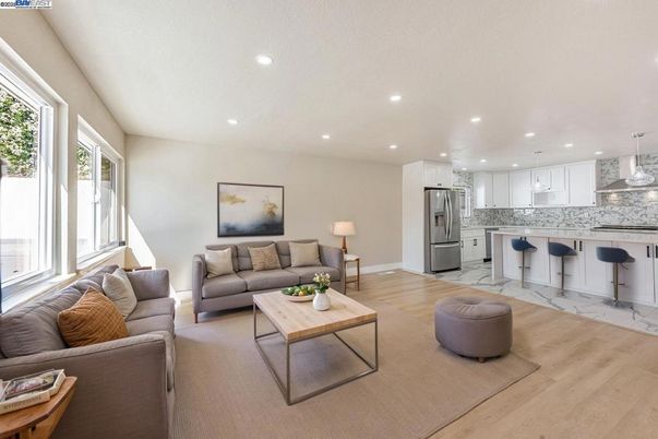 Interior, Kitchen, Living room, Pendant Lights, Recessed Lighting, Stainless Steel Appliances, Wood Texture Flooring