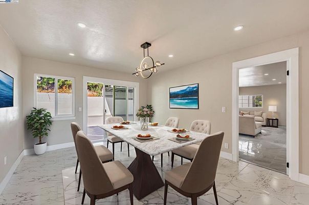 Chandelier, Dining room, Interior, Living room, Marble, Pendant Lights, Recessed Lighting