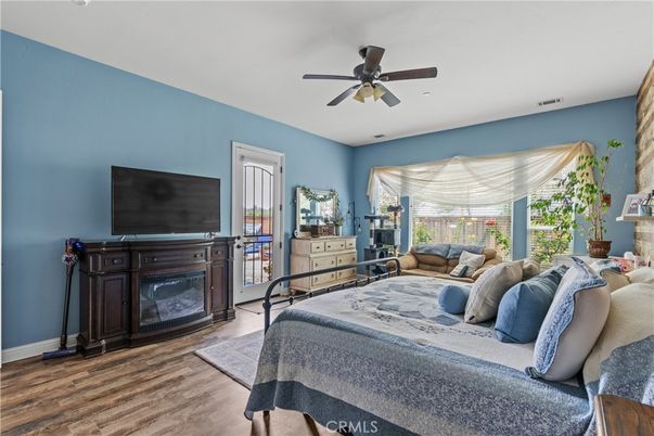 Bedroom, Fireplace, Interior, Wood Texture Flooring