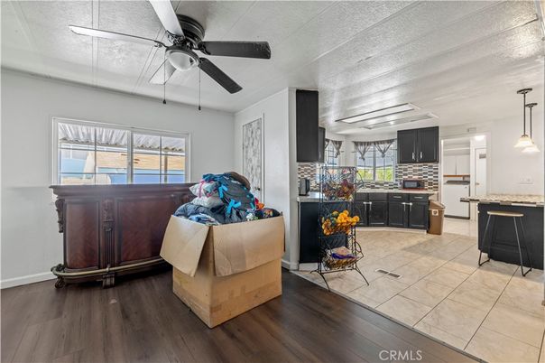 Interior, Kitchen, Pendant Lights, Wood Texture Flooring
