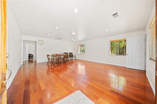 Dining room, Interior, Recessed Lighting, Wood Texture Flooring