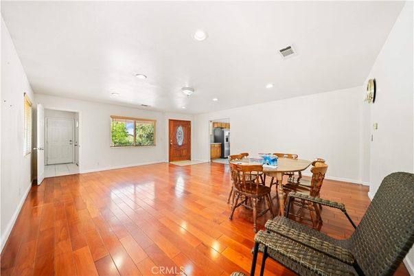 Dining room, Interior, Recessed Lighting, Wood Texture Flooring