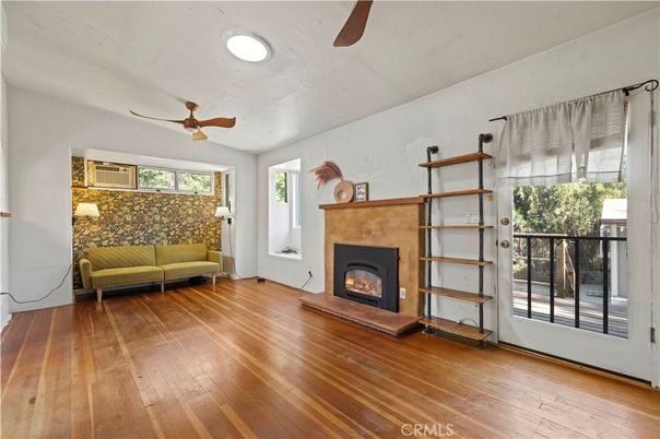 Fireplace, Interior, Recessed Lighting, Wood Texture Flooring