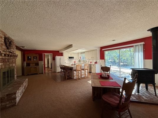 Dining room, Fireplace, Interior, Kitchen