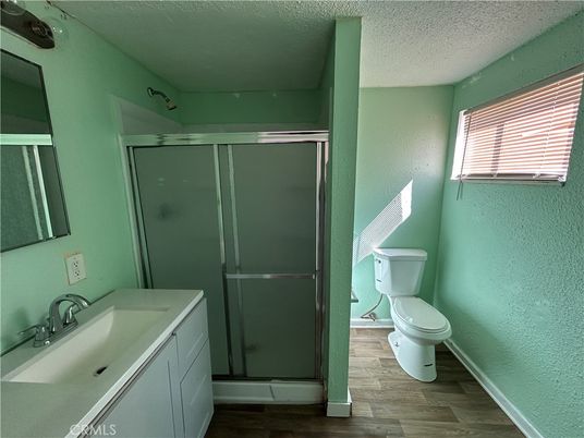 Bathroom, Glass Shower, Interior, Wood Texture Flooring