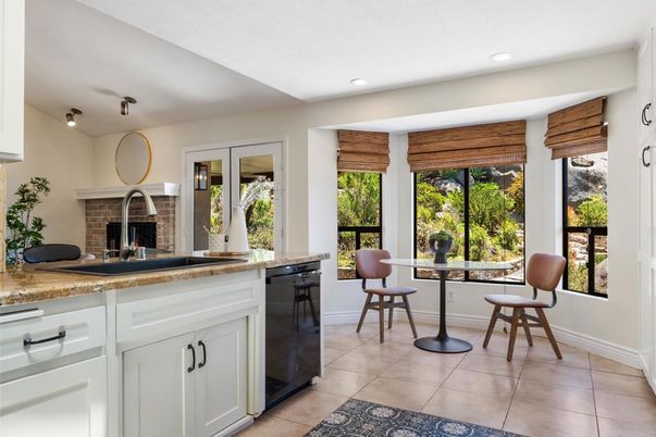 Dining room, Fireplace, Interior, Recessed Lighting