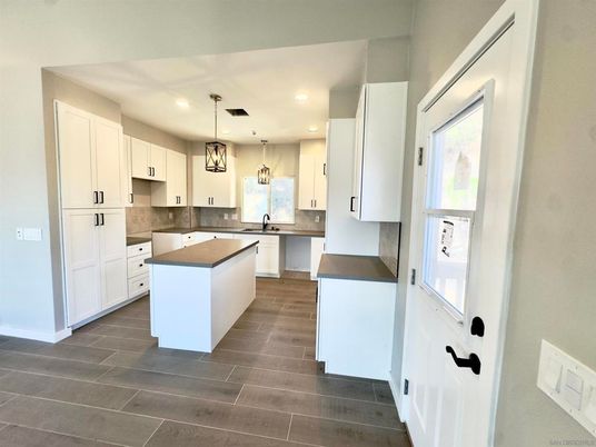 Interior, Kitchen, Pendant Lights, Recessed Lighting, Wood Texture Flooring