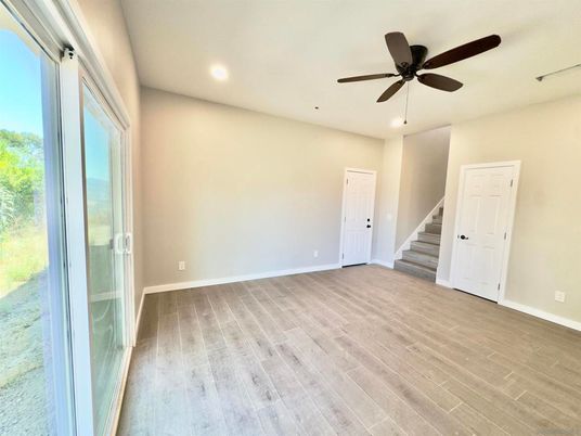 Empty room, Interior, Recessed Lighting, Wood Texture Flooring