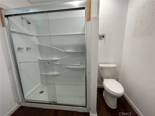 Bathroom, Glass Shower, Interior, Wood Texture Flooring