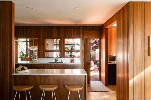Interior, Recessed Lighting, Wood Texture Flooring, Wooden Walls