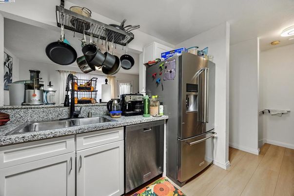 Interior, Kitchen, Stainless Steel Appliances, Wood Texture Flooring