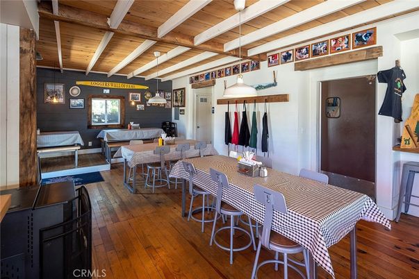 Dining room, Interior, Pendant Lights, Wooden Beams, Wooden Ceilings, Wood Texture Flooring