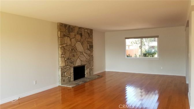 Empty room, Fireplace, Interior, Stone Walls, Wood Texture Flooring