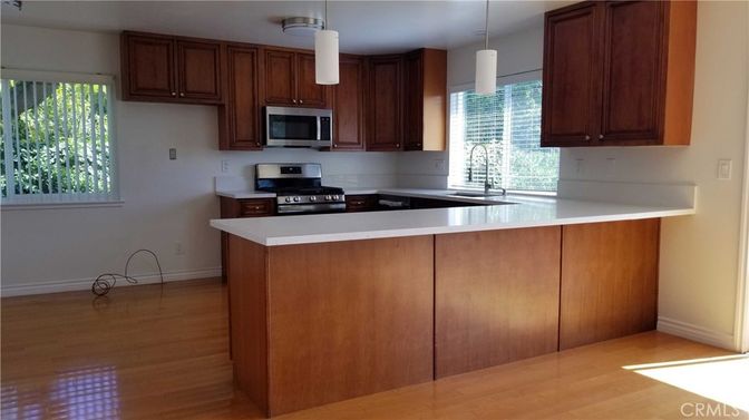 Interior, Kitchen, Pendant Lights, Stainless Steel Appliances, Wood Texture Flooring