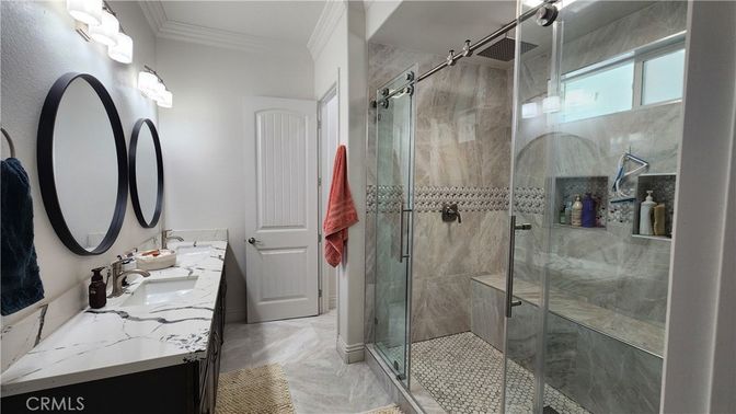 Bathroom, Dual Sink Vanities, Glass Shower, Interior