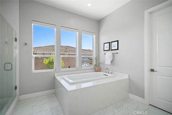 Bathroom, Glass Shower, Interior, Marble, Recessed Lighting