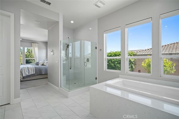 Bathroom, Bedroom, Glass Shower, Interior, Marble, Recessed Lighting