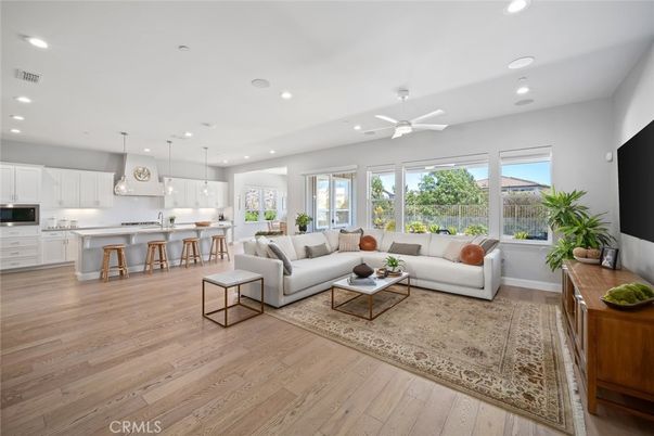 Interior, Kitchen, Living room, Pendant Lights, Recessed Lighting, Wood Texture Flooring