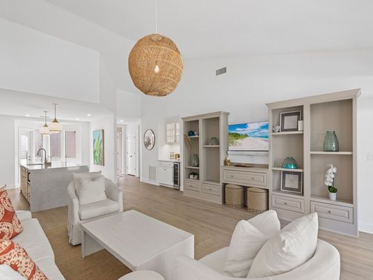 Interior, Kitchen, Living room, Pendant Lights, Recessed Lighting, Wood Texture Flooring