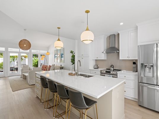 Interior, Kitchen, Living room, Pendant Lights, Recessed Lighting, Stainless Steel Appliances, Wood Texture Flooring