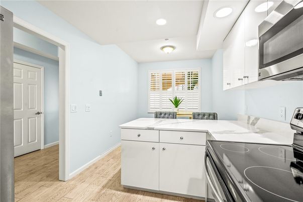 Interior, Kitchen, Recessed Lighting, Wood Texture Flooring