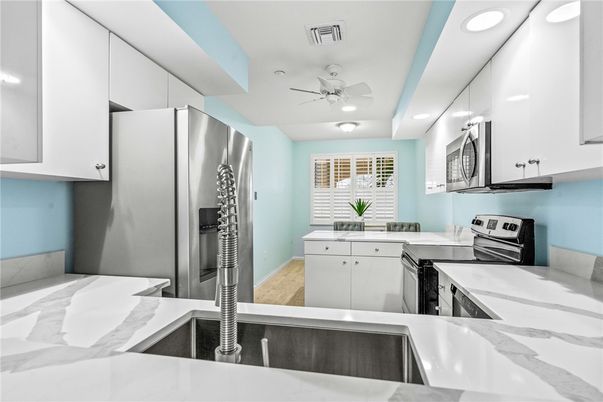 Interior, Kitchen, Recessed Lighting, Wood Texture Flooring