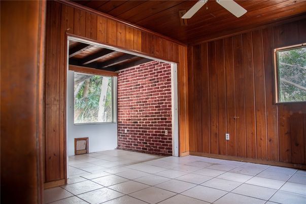 Empty room, Interior, Stone Walls, Wooden Beams, Wooden Ceilings, Wooden Walls