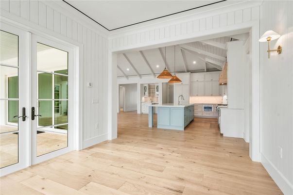 Interior, Kitchen, Pendant Lights, Recessed Lighting, Wood Texture Flooring