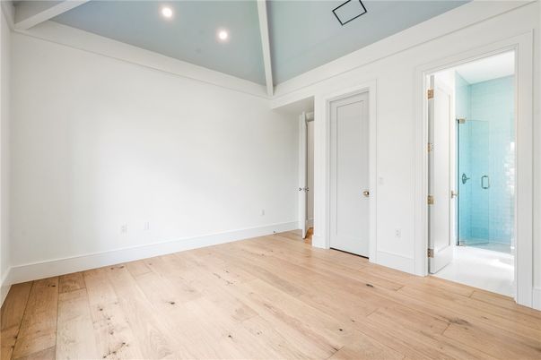 Bathroom, Empty room, Interior, Recessed Lighting, Wood Texture Flooring