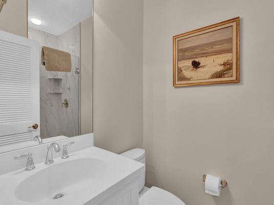 Bathroom, Interior, Marble Walls, Recessed Lighting