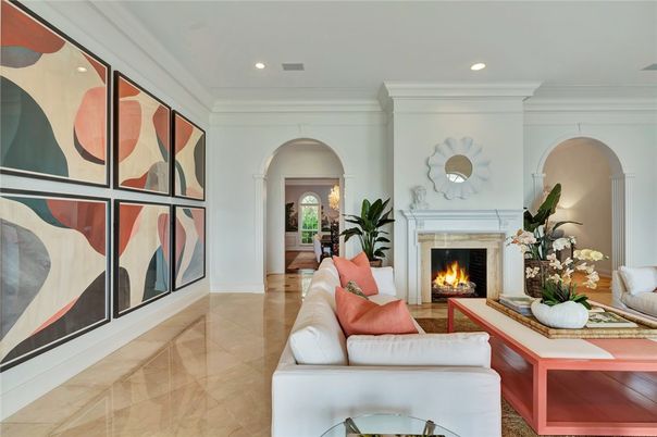 Fireplace, Interior, Living room, Recessed Lighting
